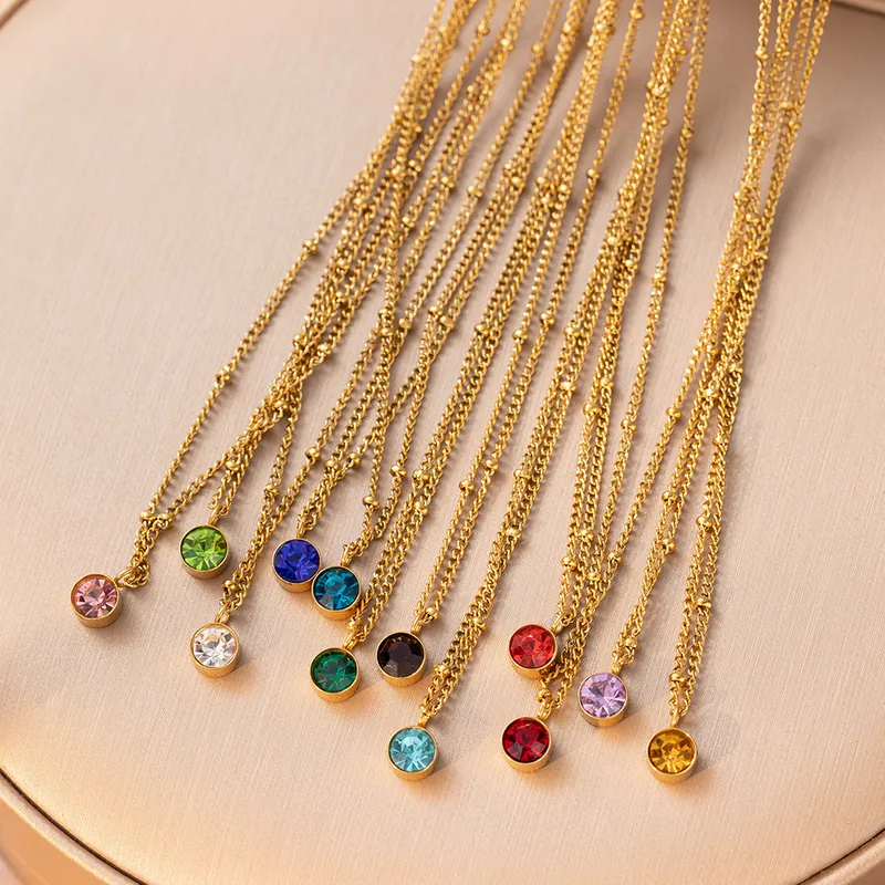 Wholesale Jewelry Lady Geometric Titanium Steel Plating Pendant Necklace Cable Chain