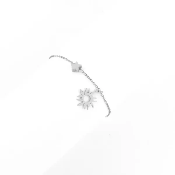 Wholesale 1 Piece Casual Simple Style Sun Star 201 Stainless Steel 304 Stainless Steel Waterproof Non Tarnish PVD Coated Real Gold Plated Women's Anklet