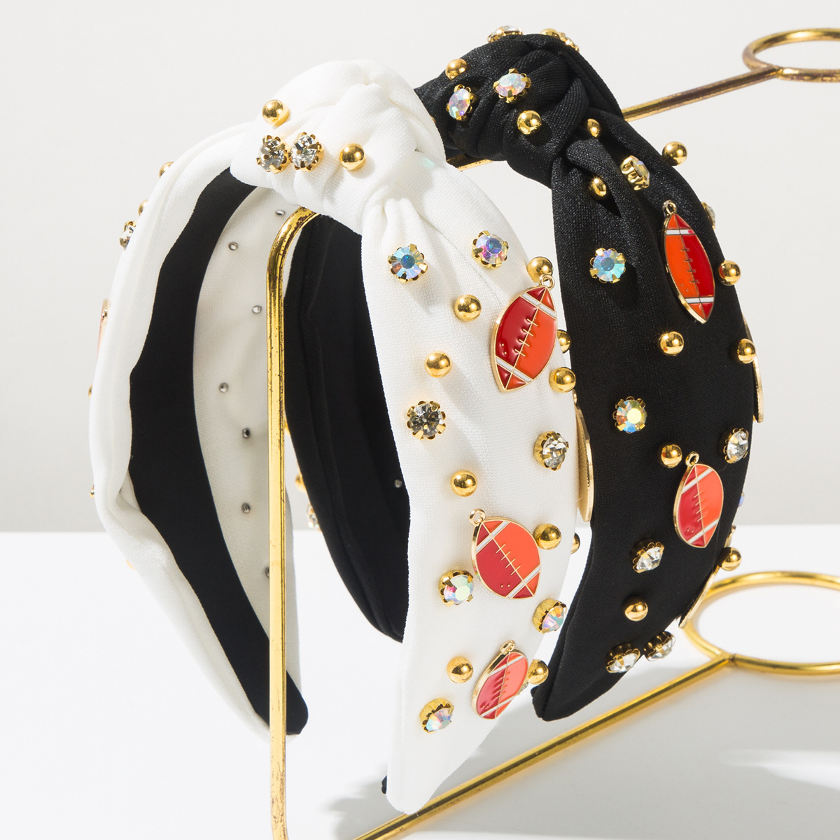 Wholesale Fashion Srts Style Baseball Aessories Headband Hair Aessory European and American Cross-Border Simple Fabric Rhinestone Trendy Personality H