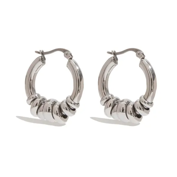 Wholesale 304 Stainless Steel Stainless Steel Ring Handle PVD Coated Real Gold Plated Basic Waterproof Non Tarnish Earrings