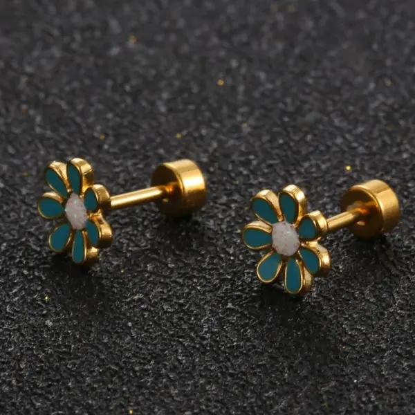 Wholesale Simple Style Flower 304 Stainless Steel No Inlaid Earrings Ear Studs