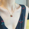 Wholesale Giant White Super Suitable for Spring and Summer Small Cherry Necklace Advanced Sense Wine Red Pendant Necklace Light Luxury Clavicle Chain