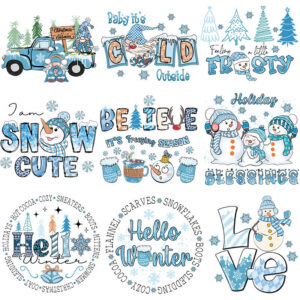 Wholesale Blue Snowman Christmas UV DTF Ready to Press Transfers Wraps