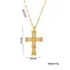 Wholesale PVD Coated Real Gold Plated Cross Stainless Steel Vintage Style Waterproof Non Tarnish Titanium Steel Pendant Necklace