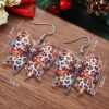 Wholesale Acrylic Christmas Lights Leopard Print Bow Earrings