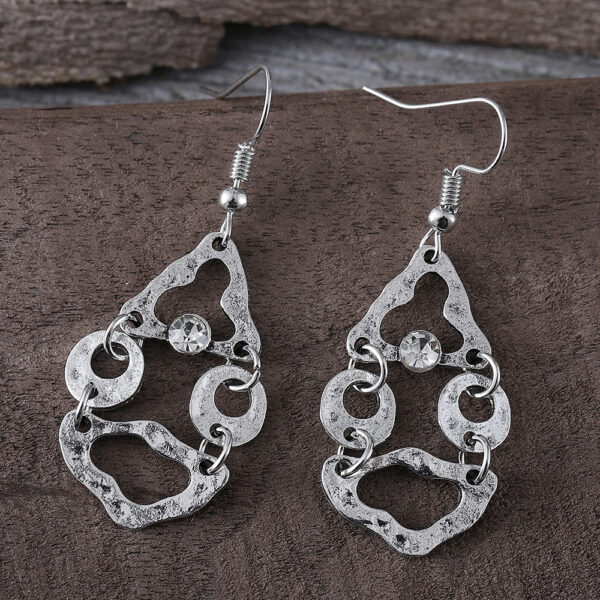 Wholesale Literary retro geometric splicing irregular hollow diamond earrings