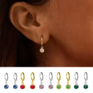 Wholesale 12 Colors Birthstone DIY Jewelry Accessories December Crystal Glass Earrings Birthstone Stud Earrings Unisex Stainless Steel Material
