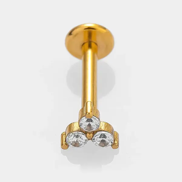 1 Piece Lip Rings Simple Style Classic Style Cross Flower 316L Stainless Steel Waterproof Non Tarnish Surgical Steel Zircon Ion Plating (IP) 18K Gold Plated Lip Rings Ear Cartilage Rings & Studs Nose Rings & Studs