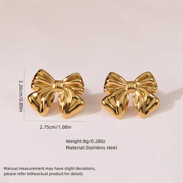 oly-eb6068293959725d49d895b0a61b268e Wholesale 1 Pair Casual Simple Style Classic Style Bow Knot 304 Stainless Steel Imitation Gold Electroplating Ear Studs