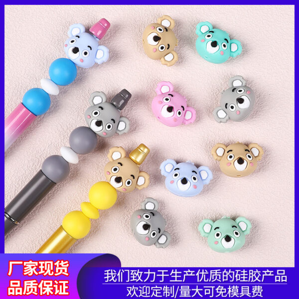 Wholesale European and American Jewelry DIY Necklace Animal Focus Bead Accessories Koala 3D Silicone Beads Cartoon Pen Silicone Beads