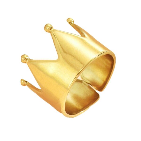 Wholesale retro crown ring metal smooth opening stainless steel ring