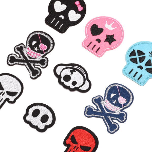 Wholesale Embroidery Cloth Sticker Skull Letter Patch Computer Embroidery Label Seal Factory Direct Supply Clothing Accessories Cloth Label Badge