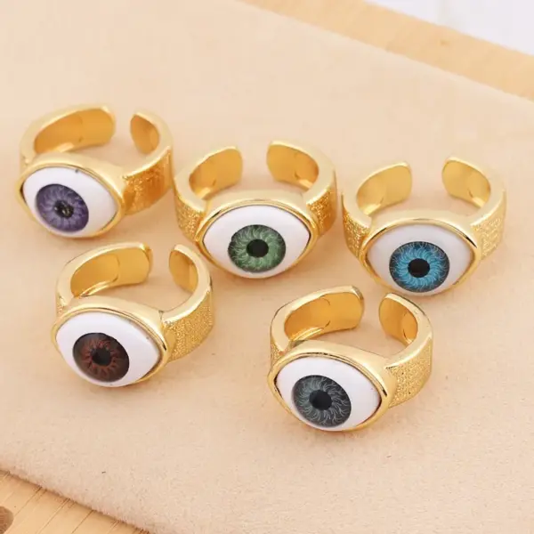 Wholesale Retro Devil's Eye Copper Open Ring Plating Resin Copper Rings