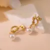 Wholesale 304 Stainless Steel Plastic Knot Ion Plating (IP) 18K Gold Plated Cute Classic Style Waterproof Non Tarnish Multicolor-Golden Yellow Ear Studs