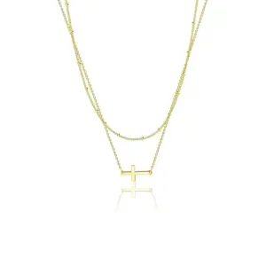 Double-Layer Double Empty Cross Gold / 18K