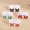 Wholesale Butterfly Shaped Stainless Steel 201 Vacuum Plated Drip Oil Earrings Fashionable Casual Modern Style For Women Daily Wear