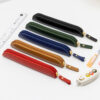 Wholesale Solid color leather pencil case leather zipper stationery bag