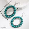 Wholesale European and American Exaggerated Earrings Women's Retro Oval Turquoise Hollow Geometric Leopard Leather Earrings Foreign Trade Jewelry