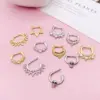 Wholesale 1 Piece Nose Rings & Studs Fashion Crown Skull Stainless Steel Plating Inlay Artificial Gemstones Nose Pin