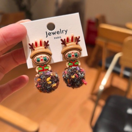 Wholesale Hairball Dopamine Blue Earrings