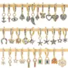 Wholesale Fashion Geometric Inlay Copper Zircon Charm Sleeper Hoop Earrings Earrings