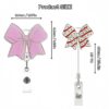 Wholesale Explosive glitter acrylic pink bow staff doctor nurse medical student retractable chest card holder easy pull buckle