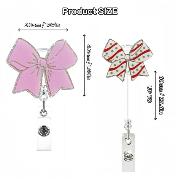Wholesale Explosive glitter acrylic pink bow staff doctor nurse medical student retractable chest card holder easy pull buckle