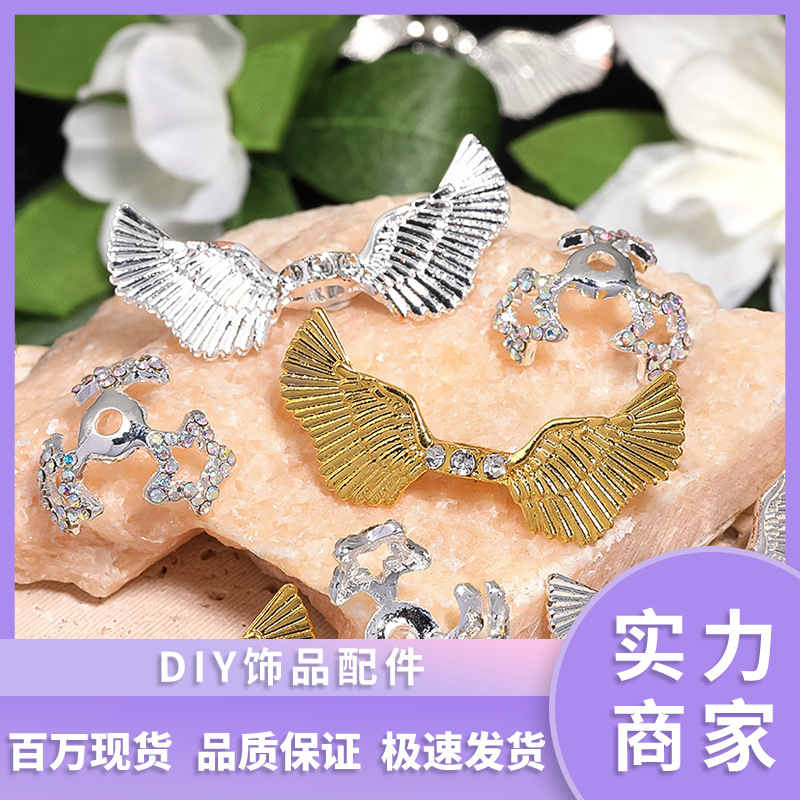 Wholesale Diamond-encrusted five-inted star angel wing beaded bracelet
