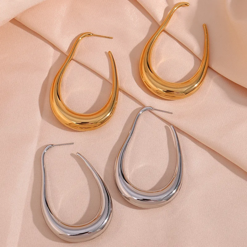 PVD Coated Real Gold Plated 18K Gold Geometric 304 Stainless Steel Fashion Waterproof Non Tarnish Ear Studs