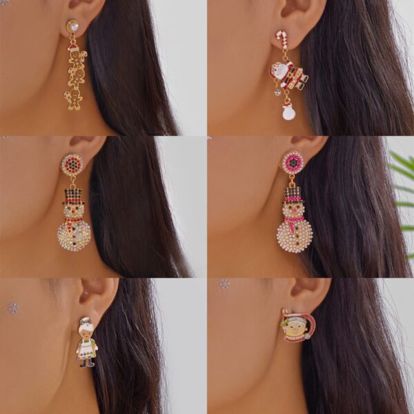 Wholesale Christmas tree bells, candy canes, snowman, gingerbread man, reindeer earrings