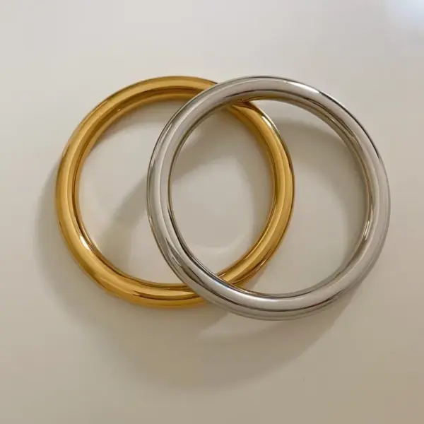 PVD Coated Real Gold Plated 16K White Plating Solid Color 304 Stainless Steel IG Style Simple Waterproof Non Tarnish Bangle