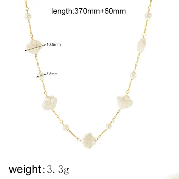 Wholesale PVD Coated Real Gold Plated 18K Gold Flower Shell 304 Stainless Steel Simple Style Classic Style Waterproof Non Tarnish 304 Stainless Steel Necklace