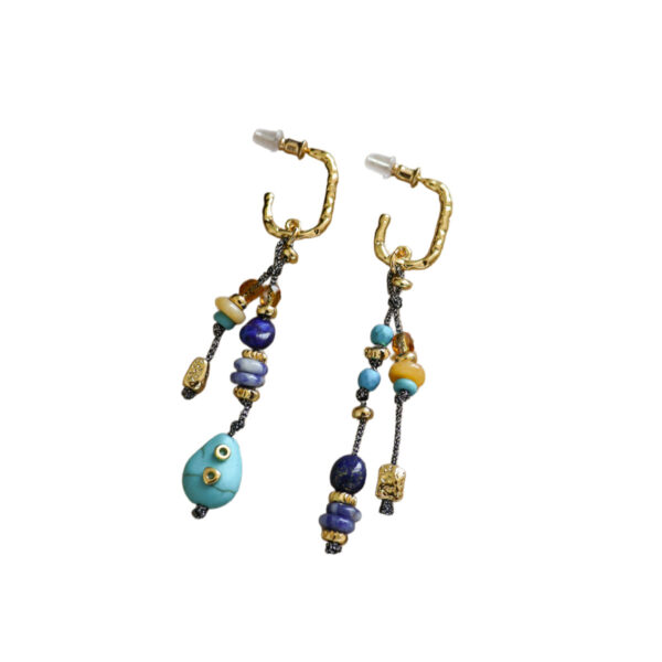 Wholesale Tassel Yellow Jade and Turquoise Earrings