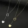Wholesale PVD Coated 18K Gold Real Gold Plated Heart Shape 201 Stainless Steel Simple Style Waterproof Non Tarnish 201 Stainless Steel Pendant Necklace