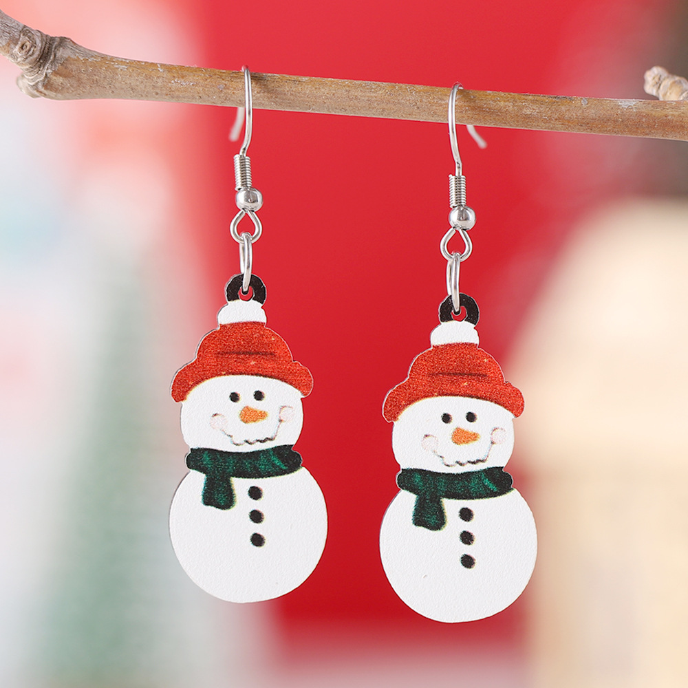 Wholesale Cute Christmas hat, f, snowman pendant earrings