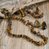 Wholesale Bohemian 4 Piece Set Water Drop Natural Stone Necklace Earrings Amethyst Tiger Eye Stone Gravel Jewelry suit