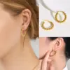 Wholesale PVD Coated Real Gold Plated C Shape 201 Stainless Steel Simple Style Waterproof Non Tarnish Hoop Earrings Ear Studs