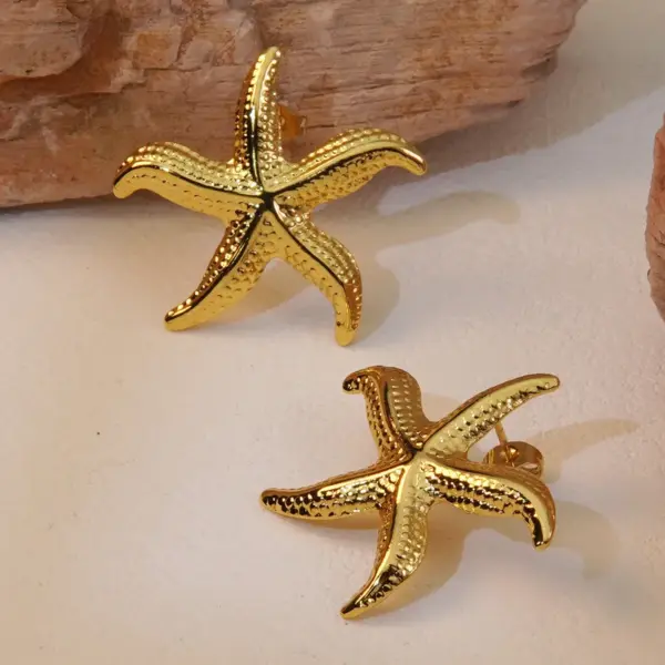 1 Pair Beach Streetwear Starfish 304 Stainless Steel Imitation Gold Electroplating Ear Studs