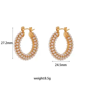 Over Pearl Earrings-Gold