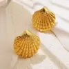 Wholesale 304 Stainless Steel Plastic Scallop Shell Electroplating Artificial Pearls Imitation Gold French Style Classic Style IG Style Ear Studs