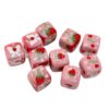 oly-ebc0764bc53a008a07ebb3eb34e98e5f Wholesale Pink square beads with strawberry flower print and openwork design