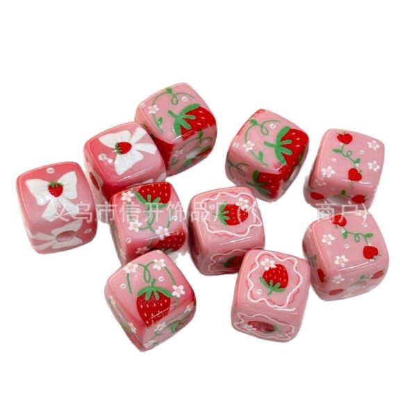 oly-ebc0764bc53a008a07ebb3eb34e98e5f Wholesale Pink square beads with strawberry flower print and openwork design