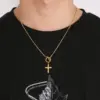304 Stainless Steel Cross PVD Coated 18K Gold Plated Elegant Waterproof Non Tarnish Plating Necklace