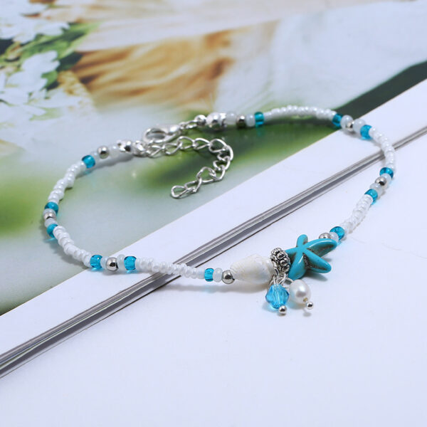 Wholesale European and American fashion trend simple anklet bracelet conch starfish pendant rice beads beach anklet bracelet wholesale women