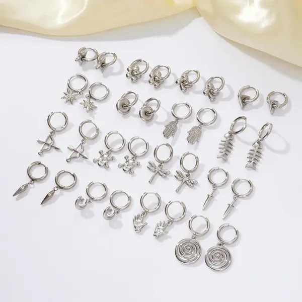 201 Stainless Steel Geometric Star Spiral Electroplated 18K Real Gold Plated Modern Style Classic Style Waterproof Non Tarnish Plating Charm Sleeper Hoop Earrings Drop Earrings