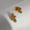 Wholesale 1 Pair Vintage Style Commute Water Droplets Plating 304 Stainless Steel 18K Gold Plated Ear Studs