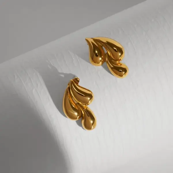 Wholesale 1 Pair Vintage Style Commute Water Droplets Plating 304 Stainless Steel 18K Gold Plated Ear Studs