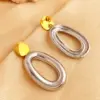 PVD Coated Real Gold Plated 18K Gold Irregular Oval 304 Stainless Steel Elegant Retro Waterproof Non Tarnish Drop Earrings
