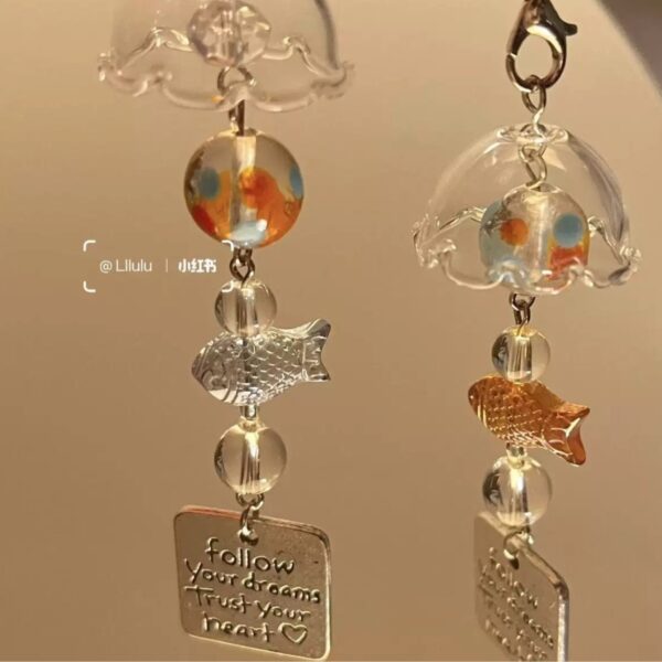 Wholesale Ins style goldfish wind chime phone case pendant ccd camera card book decorations diy bracelet beads pendant accessories