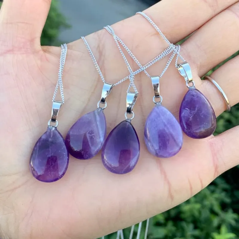 Wholesale Fashion Water oplets Natural Crystal Plating Pendant Necklace 1 Piece